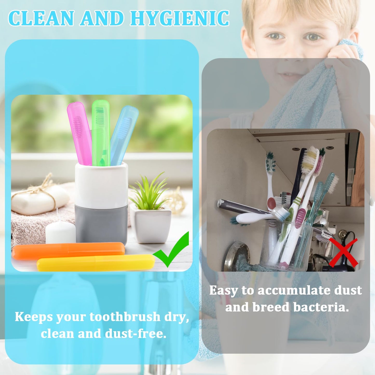 SIKEMAY 100 PCS Travel Toothbrush Holder Bulk, Back to School, Classroom Pencil Case for Kids, Toothbrush Case Cover for Travel, Bathroom, Indoor, Outdoor, Trip, Camping, School