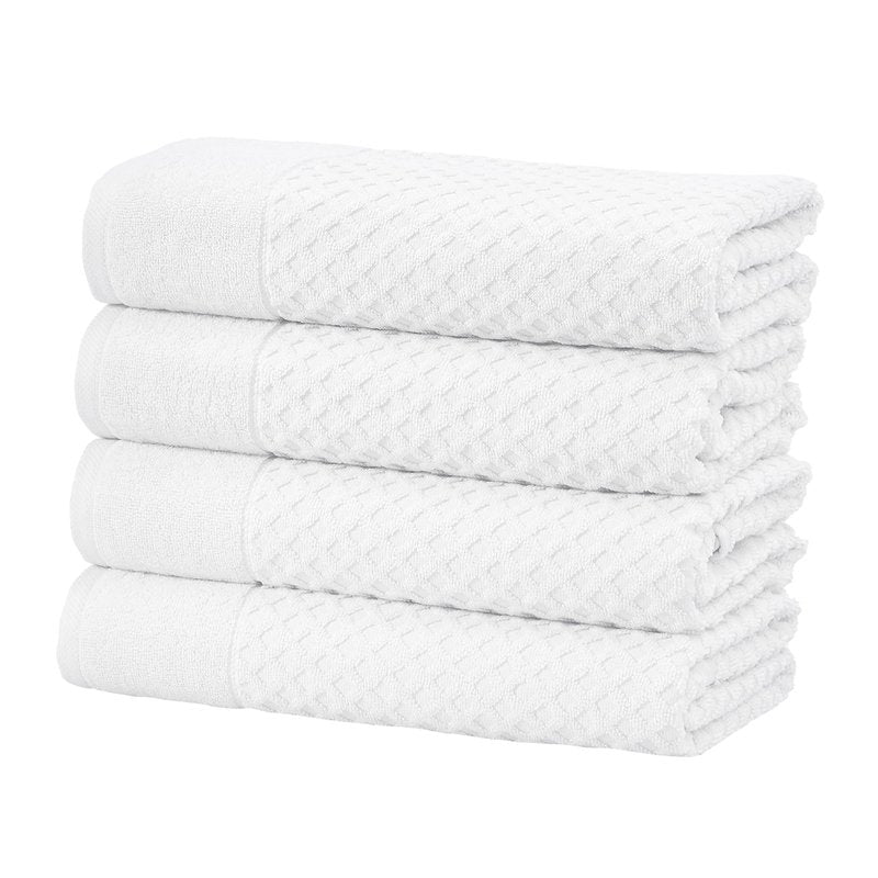 Great Bay Home Bath Towels - 100% Cotton 4 Pack 54x27 Bath Towel Set - Absorbent, Durable, Quick-Dry Towels for Bathroom (Optic White)
