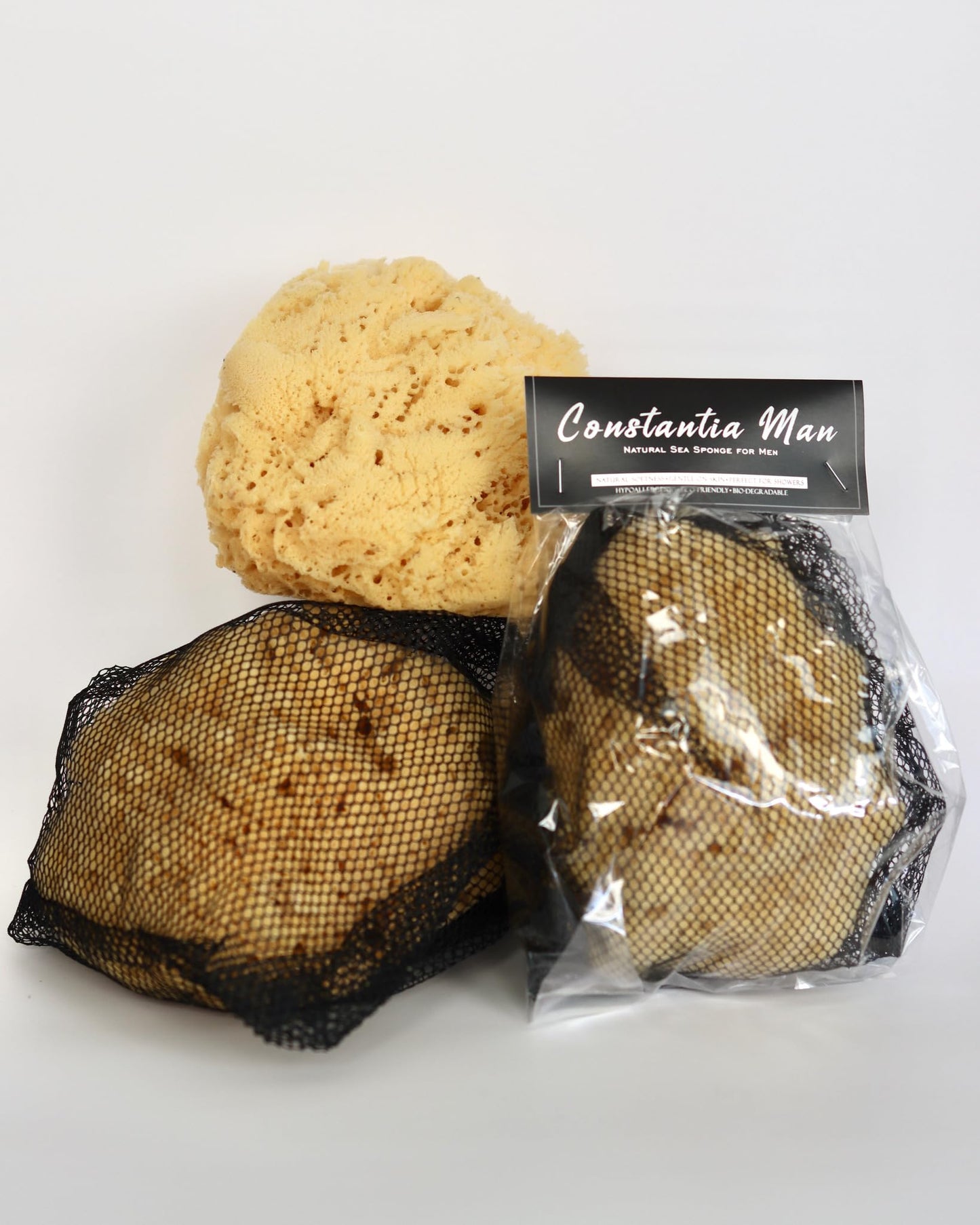Real Sea Sponge for Men - Extra Large 6"-7", Totally Natural, Kind on Skin for an Invigorating Shower, Supplied in Breathable Mesh Bag. Great for The Gym, Grooming, Bath & Body Gift by Constantia Man