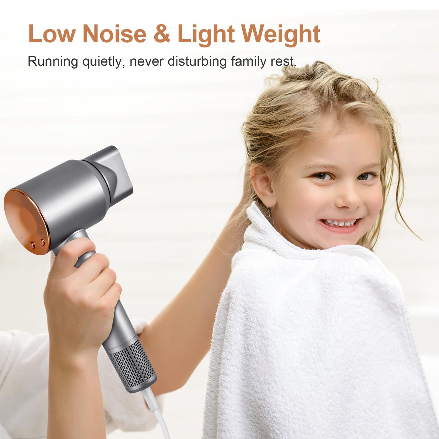 Hair Dryer, Professional High-Speed Blow Dryer 200 Millions Negative Ionic Care Hair Dryer for Fast Drying, Low Noise Thermo-Control Hairdryer with Magnetic Nozzle,Travel Use