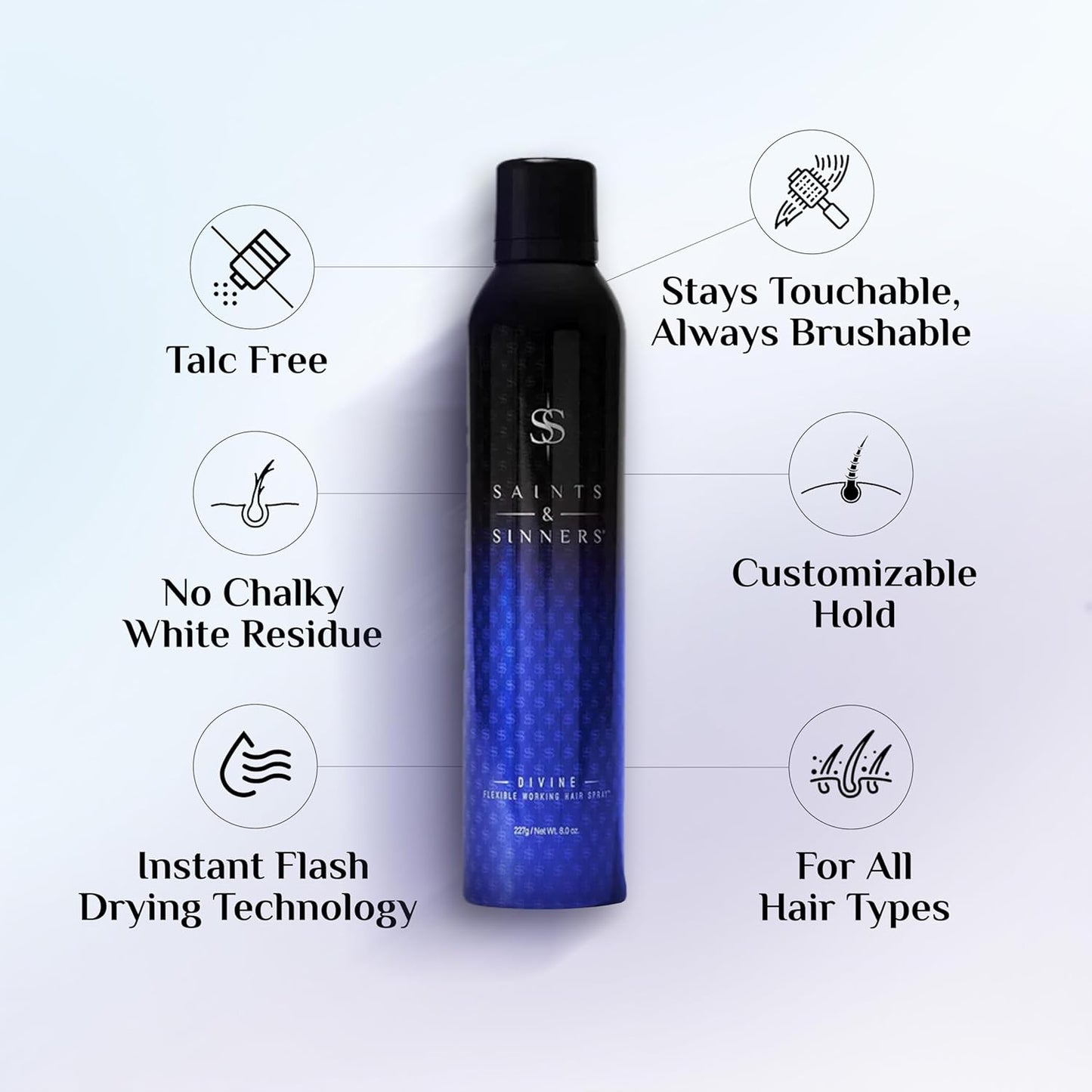 Divine Flexible Working Hair Spray - Long-Lasting Volume & Maximum Hold | Touchable & Brushable Finish