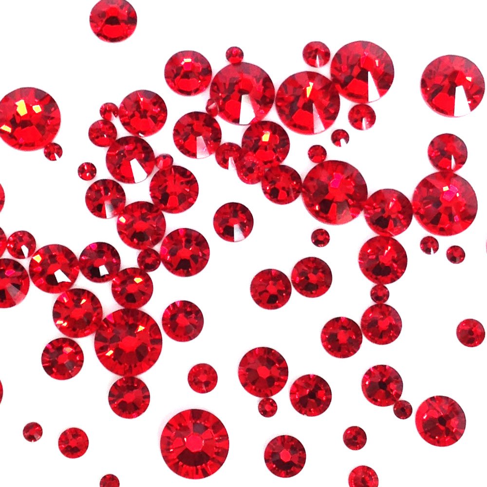 Swarovski Crystal Flatback Rhinestones - LIGHT SIAM Red 144 Pcs Mixed Sizes (SS5-SS30) for Nail Art