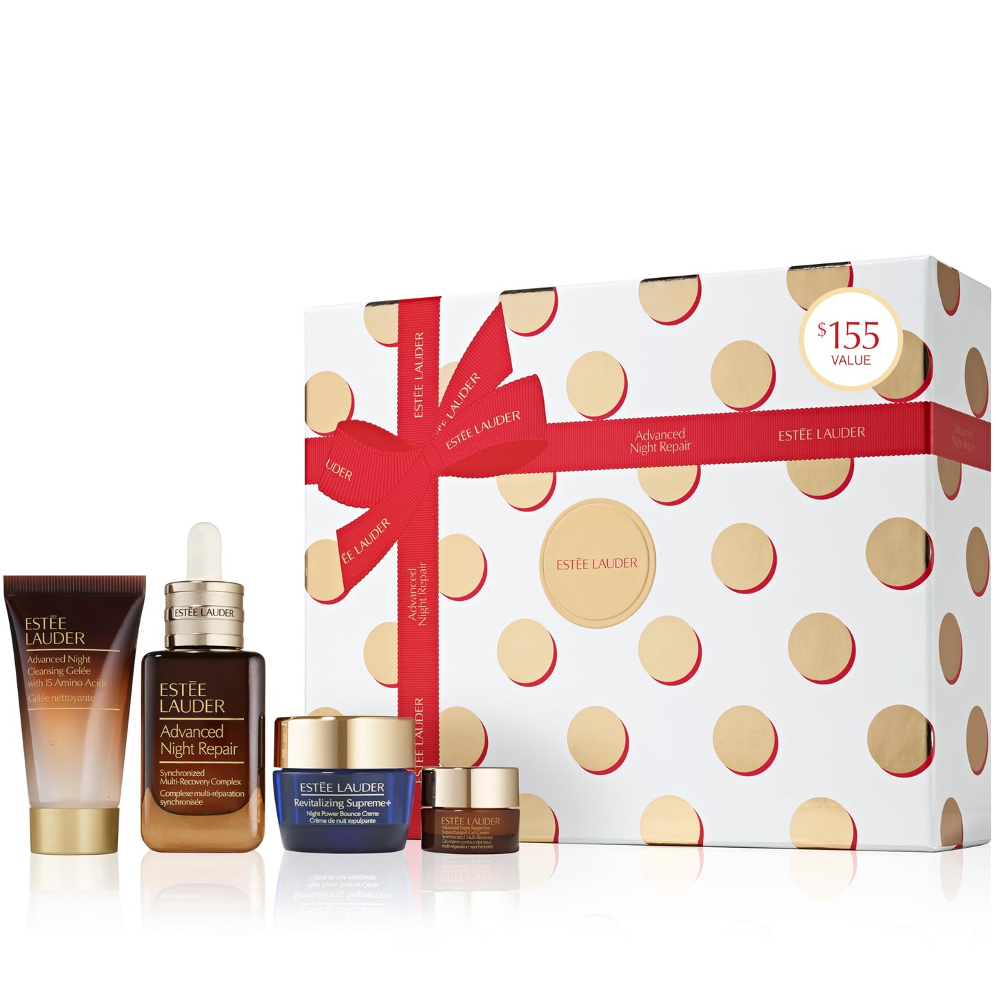 Estée Lauder Advanced Night Repair 4-Piece Holiday Skincare Gift Set | The Lift + Glow Routine | Includes Full-Size Face Serum 1.7 Fl Oz + Cleanser 1 Ounce, Eye Cream 0.17 Ounce, Moisturizer 0.5 Ounce
