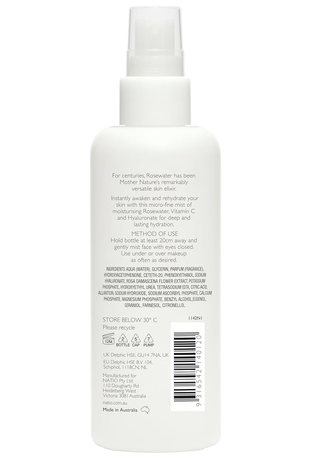 Rosewater Hydration Drench Face Mist - Mineral Moisturizer for All Skin Types | 6.7 oz Makeup-Safe Spray