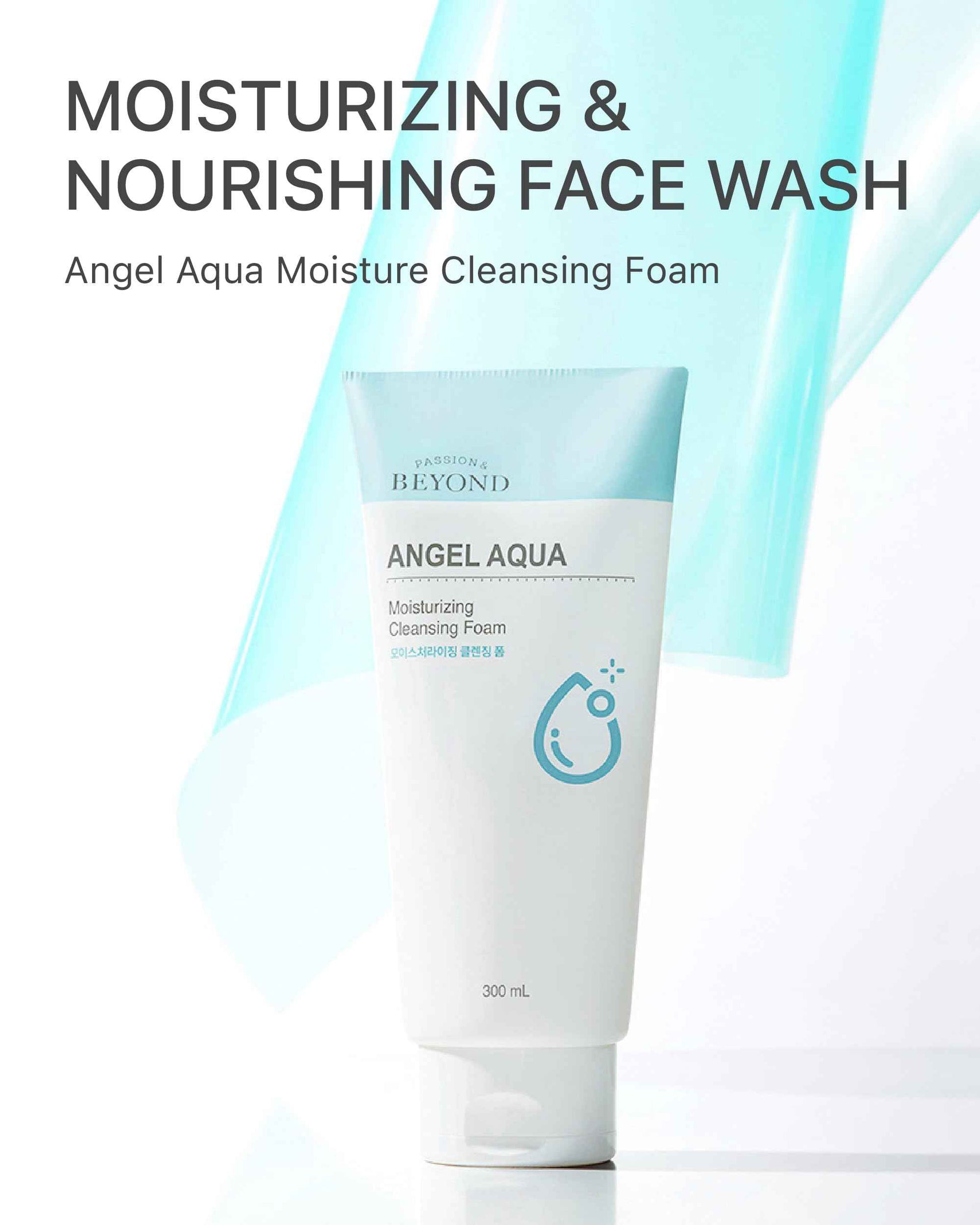 BEYOND Angel Aqua (Cleansing Foam, 10.1fl oz) - Vegan Formula Korean Skin Care. Gentle Hydrating Face Wash, Coconut, Hyaluronic Acid