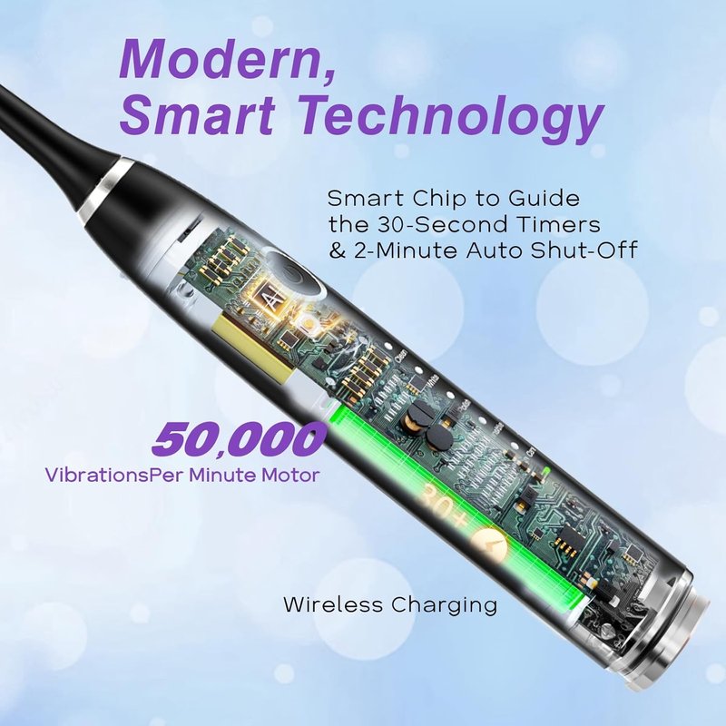 Sonic Electric Toothbrush - Advanced Deep Clean with 4 Replacement Heads | Smart Timer Feature
