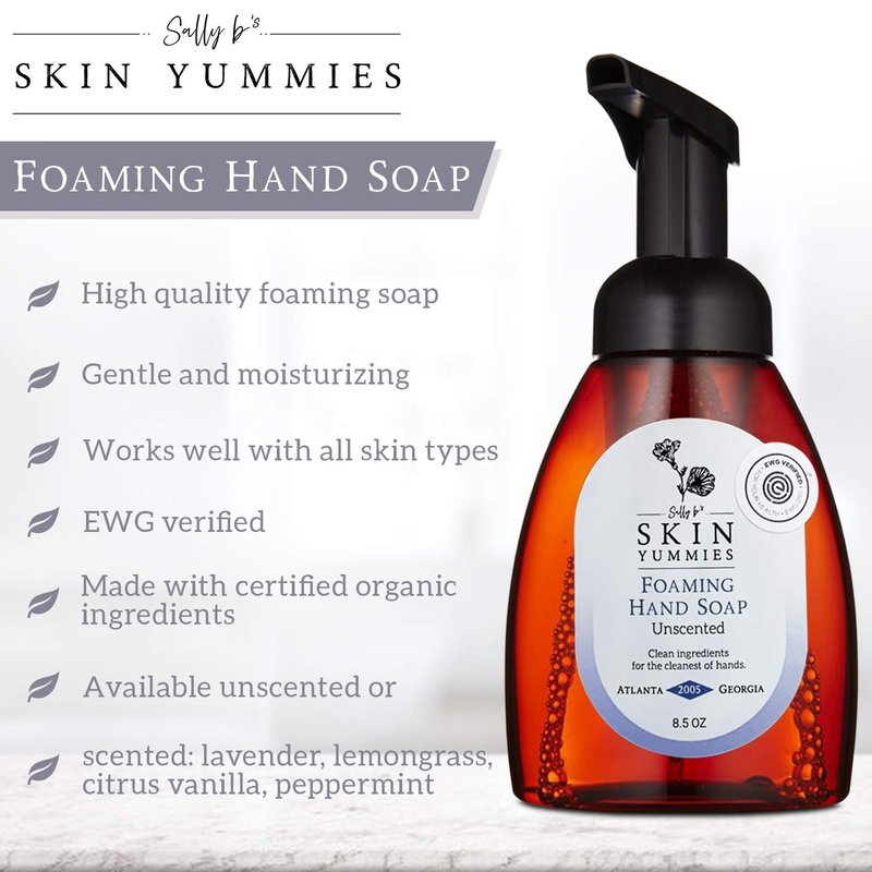 Sally B's Lavender Foaming Hand Soap - Organic Emollient Soap for Sensitive Skin and Redness Relief/EWG Hand Soap/ 8.5 OZ(Lavender)