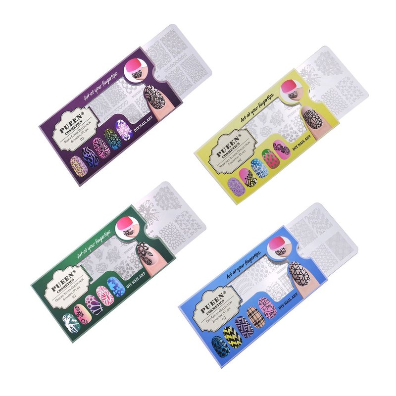 PUEEN Nail Art Stamping LOVE BOX II 02-4 Lover Collection Plates - 125x65mm Unique Nailart Polish Stamping Manicure Image Plate Accessories Kit BH000665