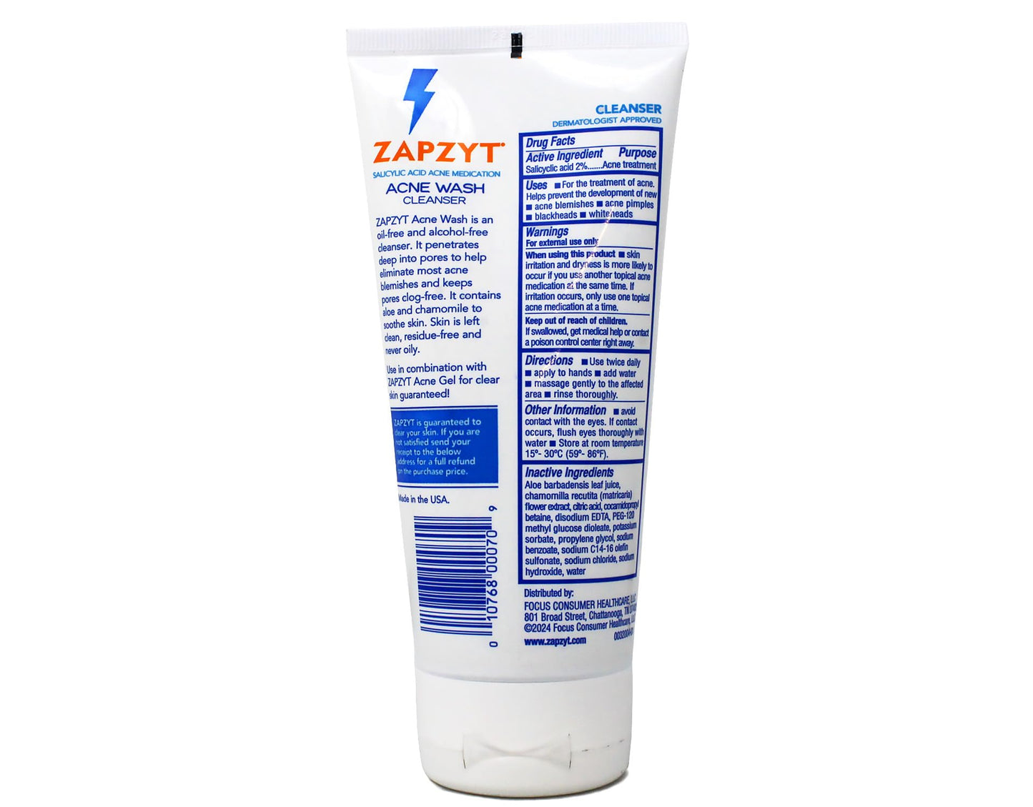 ZAPZYT Acne Wash with Salicylic Acid 6.25 oz (Pack of 4)