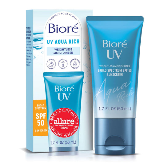 Biore UV Aqua Rich Moisturizer SPF 50 Facial Sunscreen, 1.7 fl oz