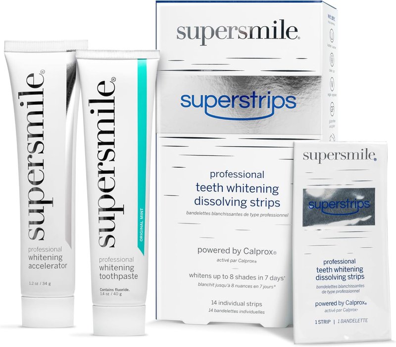 Supersmile Whitening System - Toothpaste & Accelerator Duo with 14 Dissolving Whitening Strips | Travel Size Kits