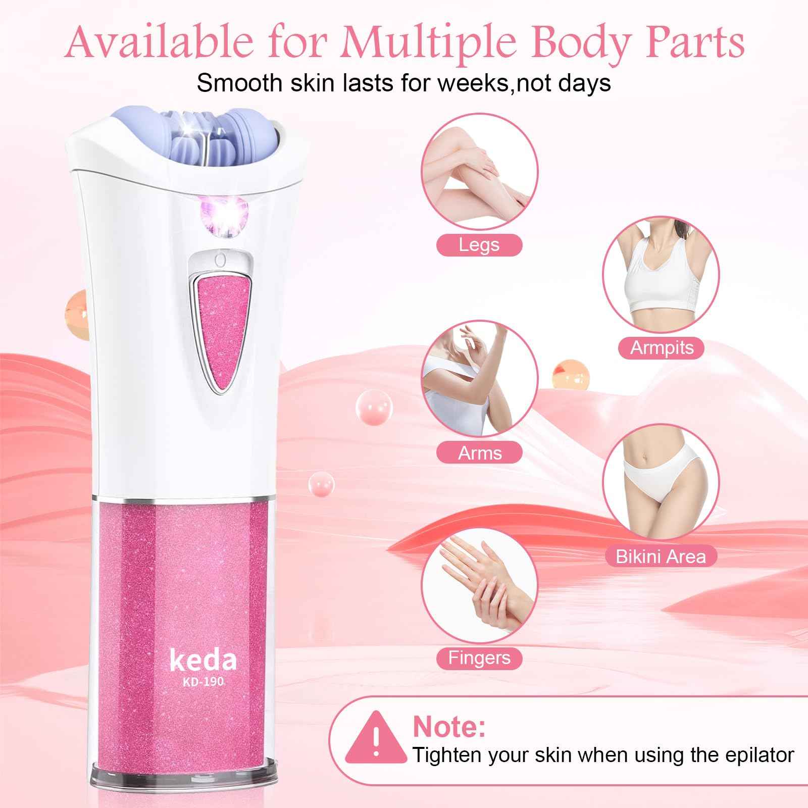 Glabrskise Skin Epilator, 2025 New Glabrskise Skin Hair Remover for Women with LED, Smooth Glide for Women Facial Hair, Glabrskise Skin epilator for face/Lip/Arm/Bikini Area/Leg/Armpit