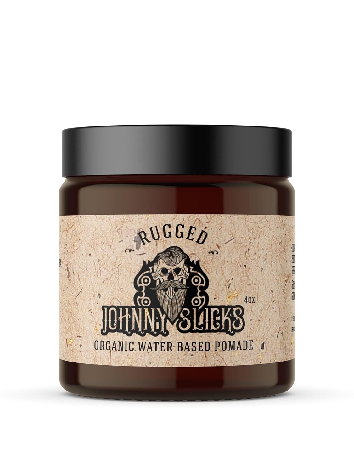 Johnny Slicks Water Based Pomade - Strong Hold, High Shine | Organic Hair Styling for Men - 4 Ounce Rugged