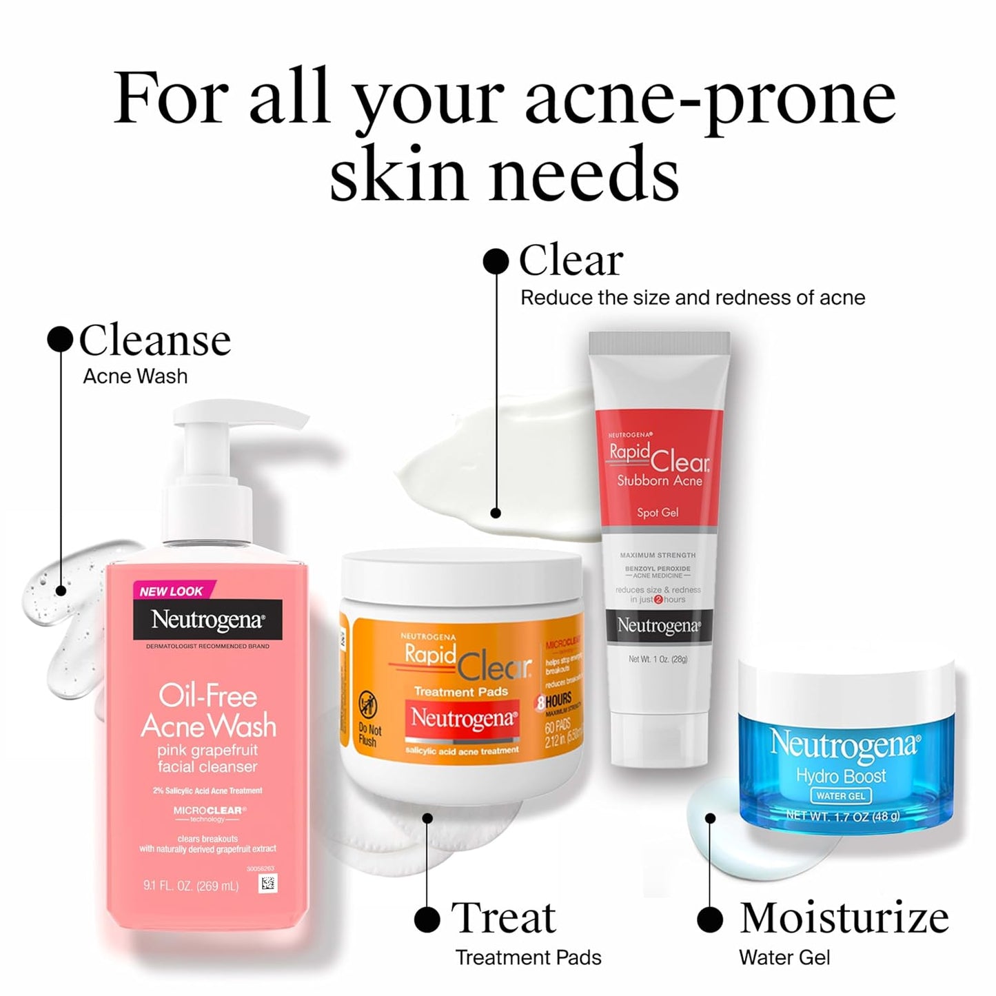 Neutrogena Oil-Free Pink Grapefruit Acne Wash - 2% Salicylic Acid & Vitamin C | 6 fl. oz, 3 Pack
