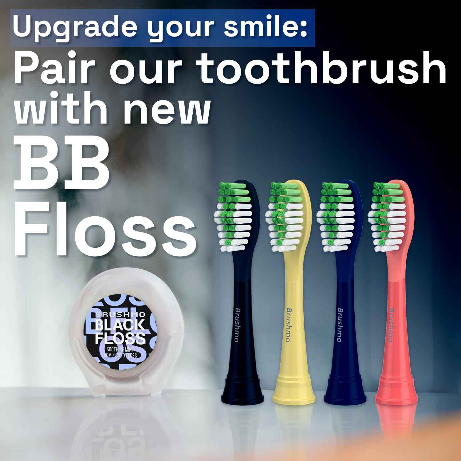 Brushmo Compatible with Philips One for Sonicare Replacement Toothbrush Heads, for HY1100 Brush Head (Shadow Black) 4 Pack + (Miami Coral) 4 Pack