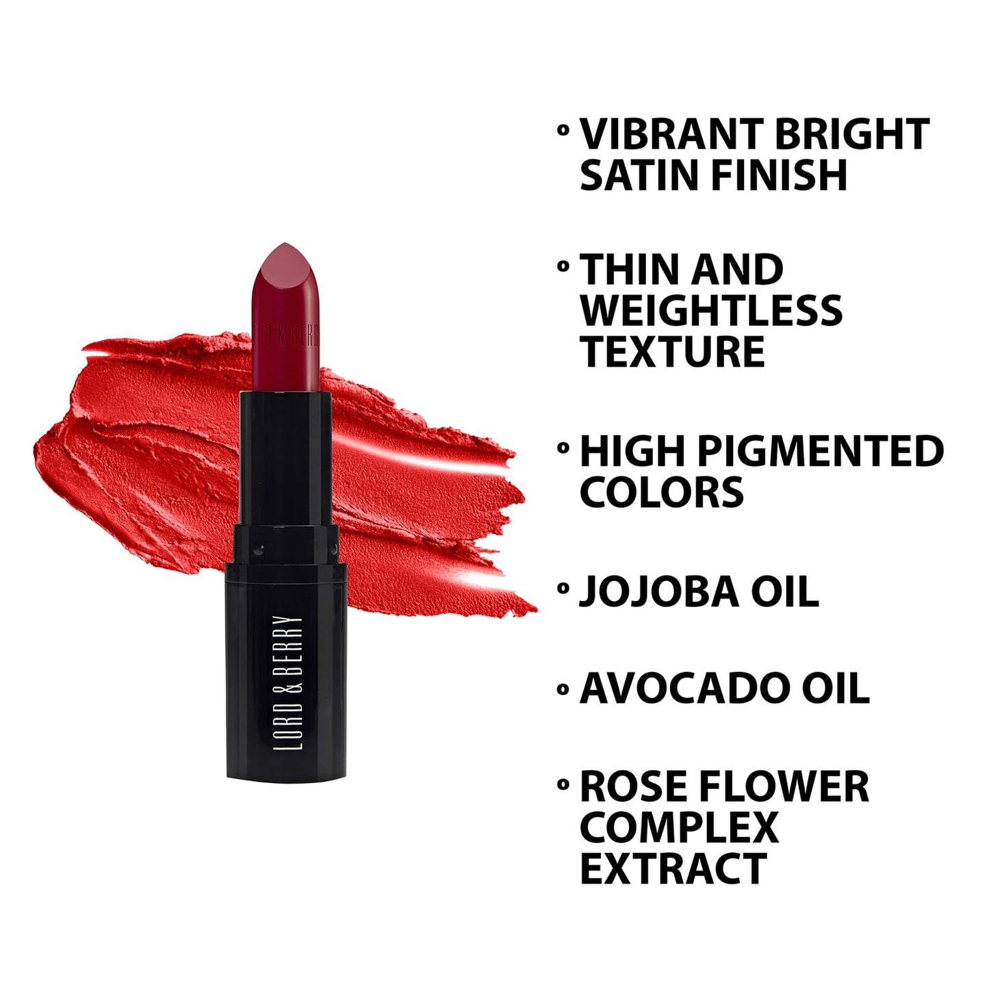 Lord and Berry Absolute Velvet Lipstick - Makeup Lipstick with Jojoba Oil, Avocado Oil and Rose Flower Extract - 7441 No Rules - 0.14 oz