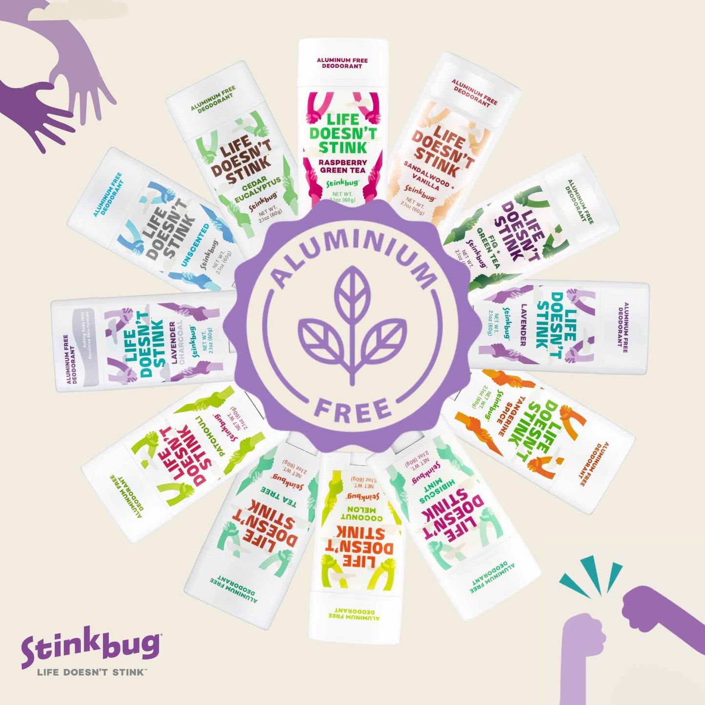 Stinkbug Naturals Organic Aluminum Free Travel Size Deodorant Stick with Tangerine Spice, Coconut Oil, Paraben Free, Sensitive Skin Deodorant, 0.75 Ounce Pack of 6