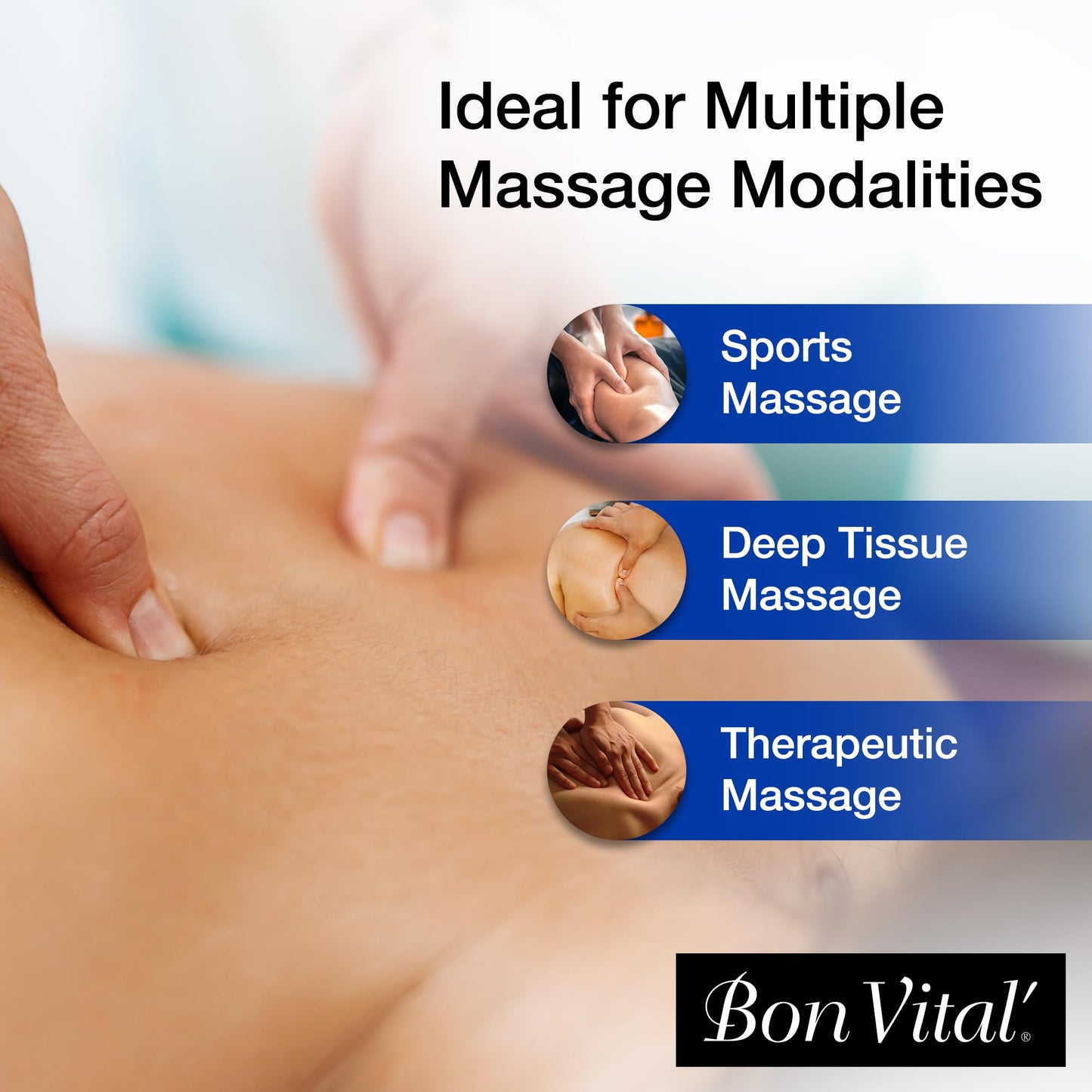 Bon Vital' Multi-Purpose Massage Crème, Professional Massage Cream with Aloe Vera to Relax Sore Muscles, Increase Circulation & Repair Dry Skin, Full Body Massage Moisturizer Cream, 1/2 Gallon Jar