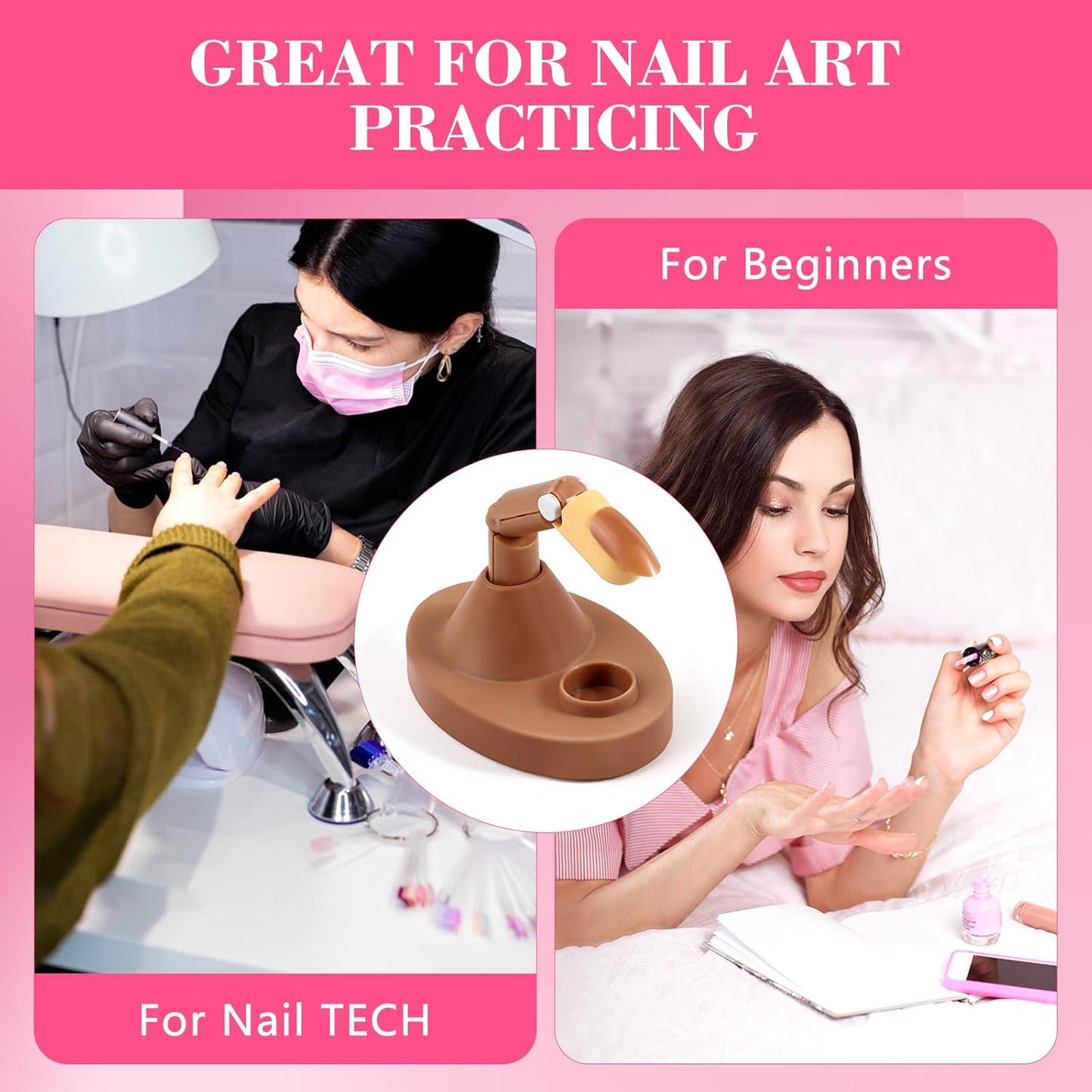 Acrylic Practice Fingers - 3PCS Fake Hands for Nail Training | Includes 200PCS Brown Nail Tips