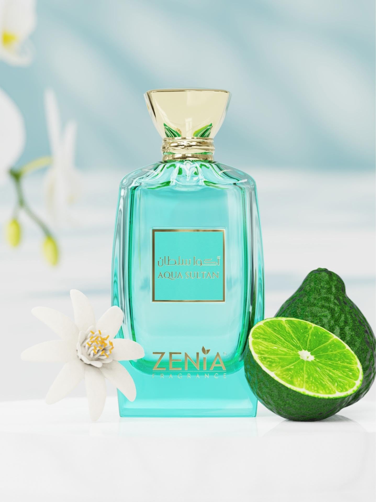 Zenia Aqua Sultan Eau de Parfum EDP Spray Unisex – 3.4oz / 100ml | Long Lasting Citrus Spicy Woody Fragrance with Bergamot, Neroli, Cinnamon & Tea
