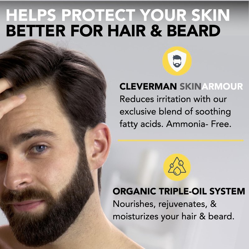 2X Reusable Hair & Beard Dye for Men – Dark Blond 7.01 | Up to 10 Uses, 7 Minutes | Natural Gray Coverage, No-Drip Cream with SkinArmour® – Cleverman