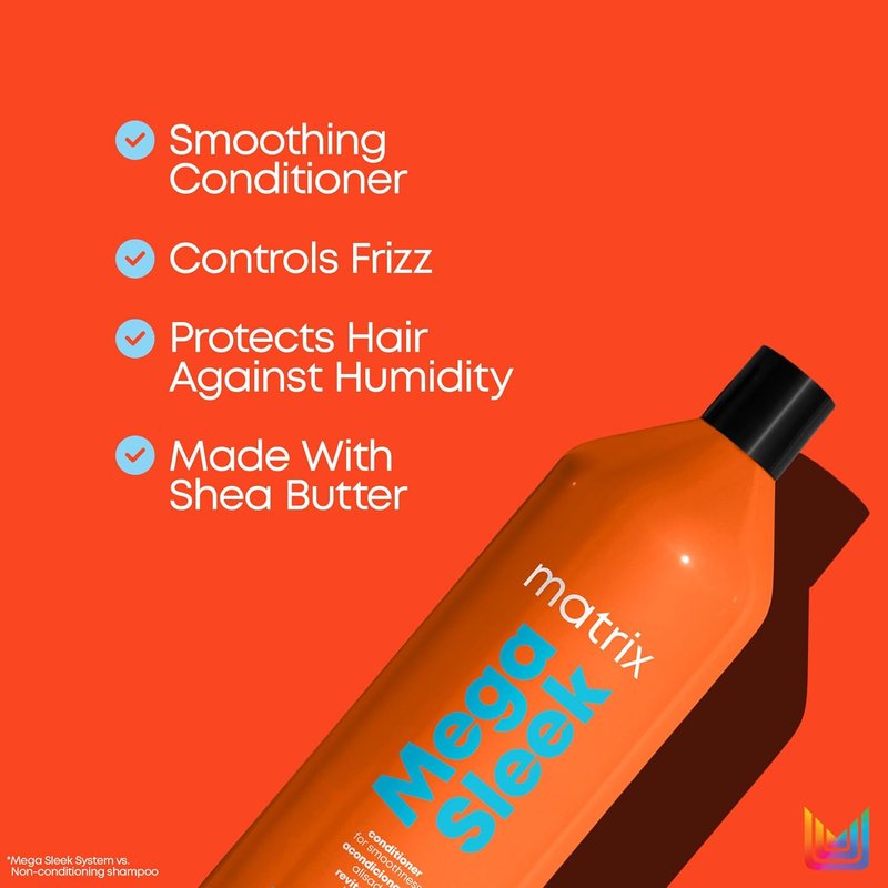 Matrix Mega Sleek Conditioner - Smoothing & Detangling for Dry, Damaged Hair | Vegan Formula with Shea Butter