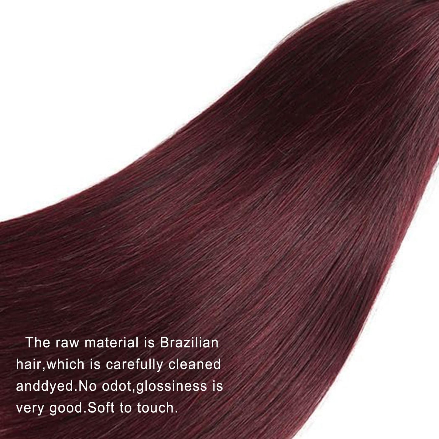 REMY HAIR Straight Human Hair Bundles 99J Burgundy Bundles 1 Bundle 14 Inches 100% Human Hair
