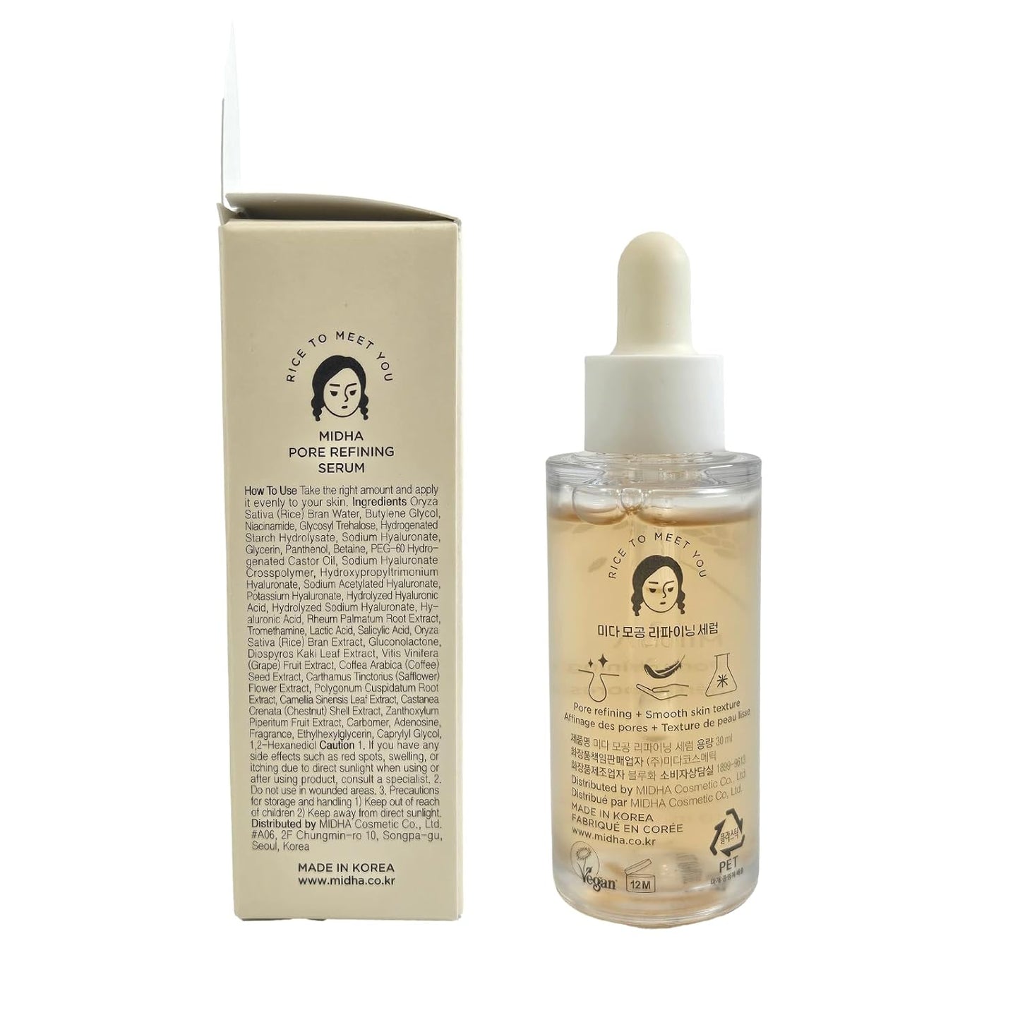 Midha Rice Pore Refining Serum - Lightweight Pore Care Solution | 1.01 fl. oz (30ml) Hydrating Formula for Smooth Skin