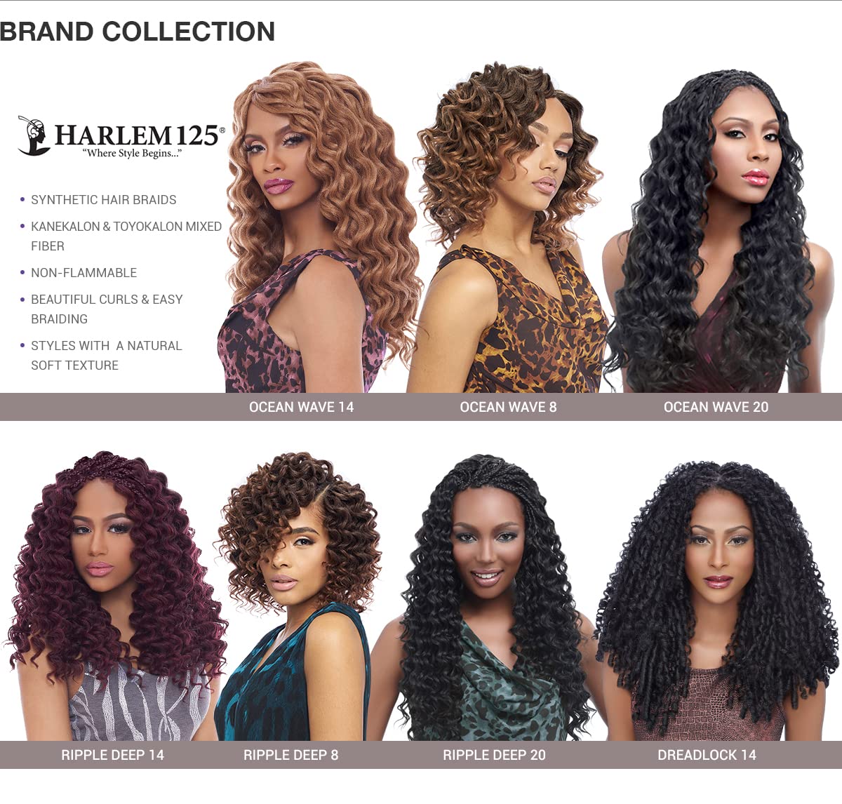 Harlem 125 Harlem125 Synthetic Hair Braids Kima Braid Ripple Deep 14inch (5-pack, 1)