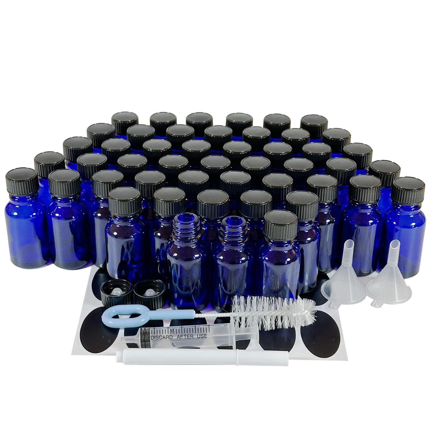 PIPIBA 48Pack 1/2oz(15ml) Boston Glass Bottle. Essential Oil Bottle With Lid. For Perfume, Aromatherapy, Lab Refillable Sample Vials (Green)