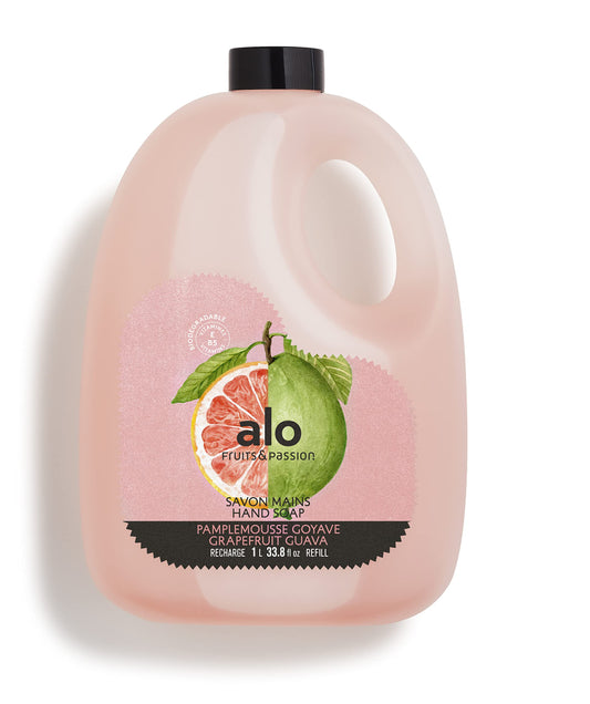 Live Clean Fresh Water Hydrating LiAlo Hand Soap by Fruits & Passion - Grapefruit Guava - 1L quid Hand Soap Refill, 1 L, light blue
