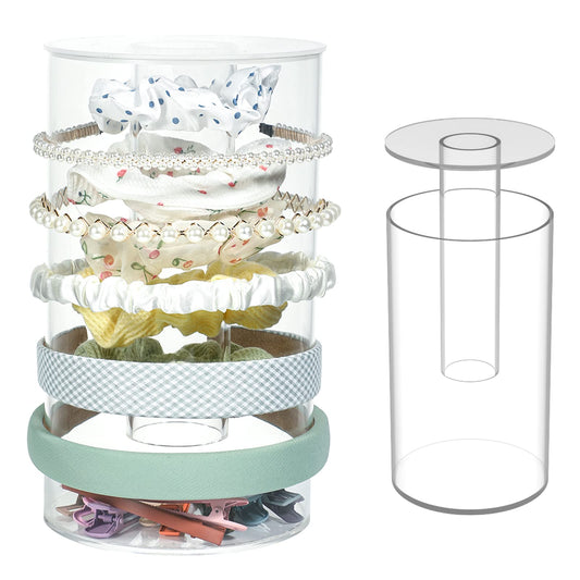 Kamehame Headband and Scrunchie Holder, Bottom Can Place Small Hair Accessories, Clear Acrylic Organizer for Hair Accessories, Hair Clips, Hair Ties, Bows, Pins and More