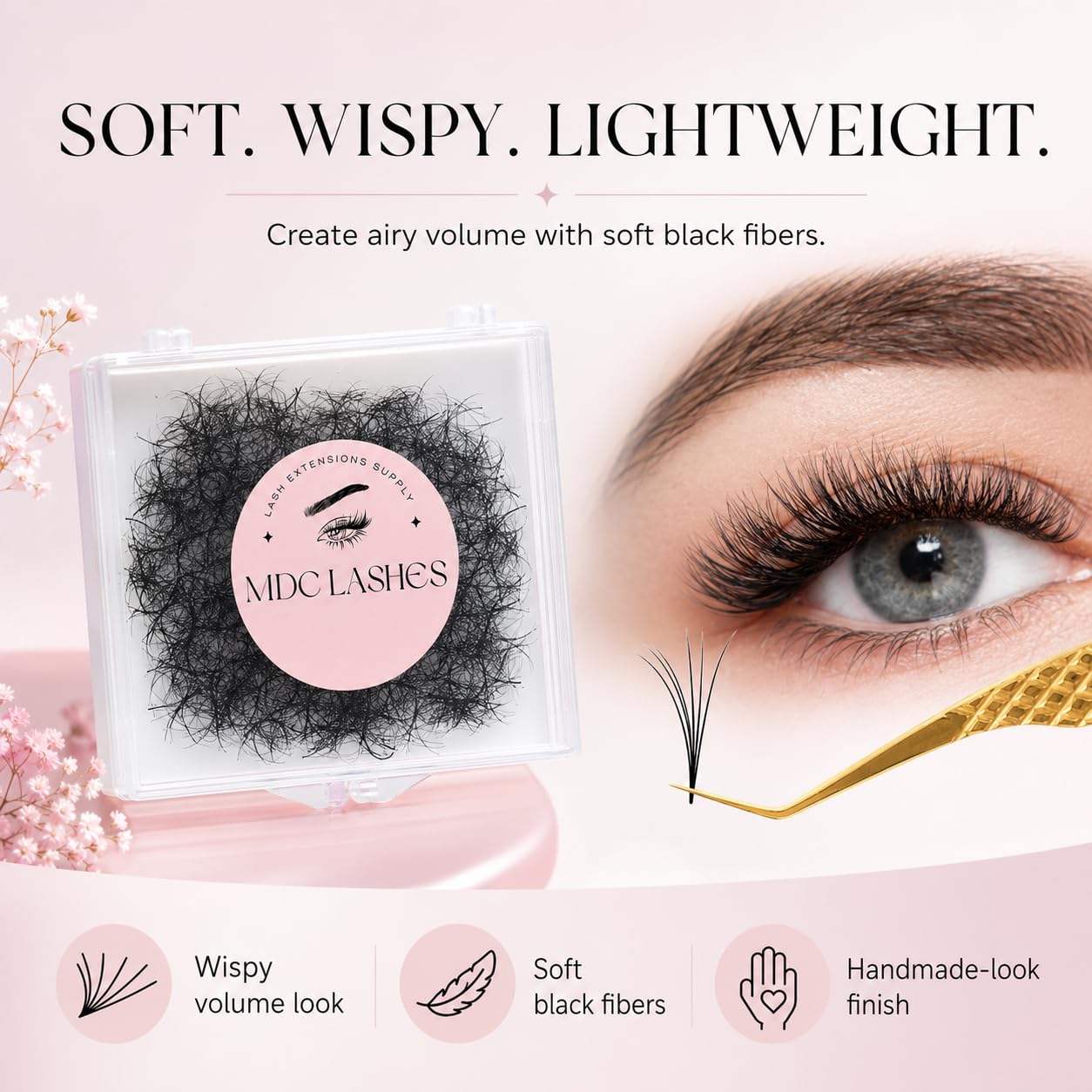 MDC Lashes 500 Promade Fans Eyelash Extensions (7D-0.07CC, 10mm)