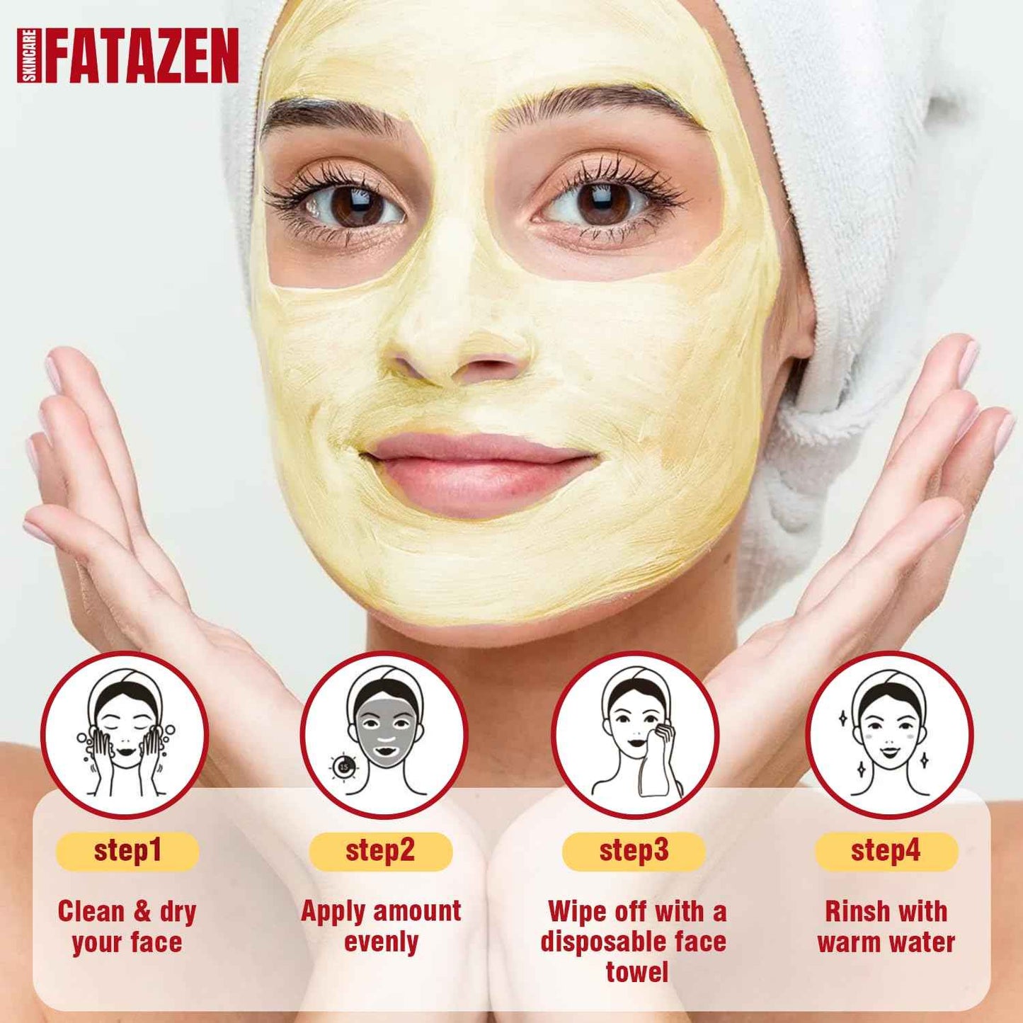 FATAZEN Turmeric Pore Clay Mask - Deep Cleansing Acnes Skincare Facial Mask, Oil Control & Instant Glow for Oily & Dull Skin, Blackhead Gentle Exfoliation with Aloe & Vitamin E, 120g/4.23oz