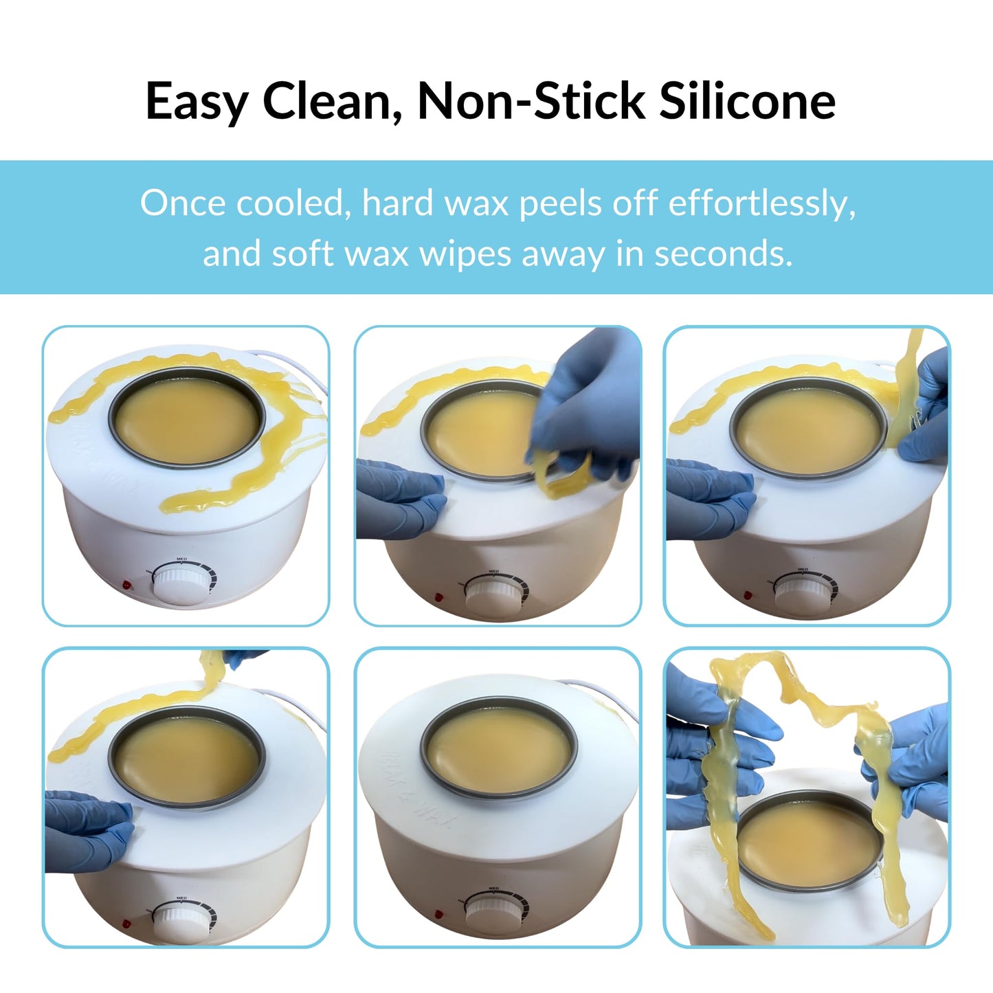 Reusable Non-Stick Silicone Wax Collars + Can + Lid for Wax Pot – Fits All 14-16 oz Wax Cans & Warmers – Wax Warmer Collars for Easy, Mess-Free Cleaning, 3-Piece Set (Collar + Can + Lid, White)