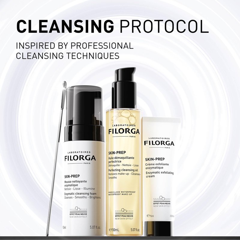 Filorga Skin-Prep Cleansing Oil Makeup Remover with Omega-6 Fatty Acids and Papain Enzymes to Remove Makeup and Deeply Cleanse Skin, 5.07 fl. oz.