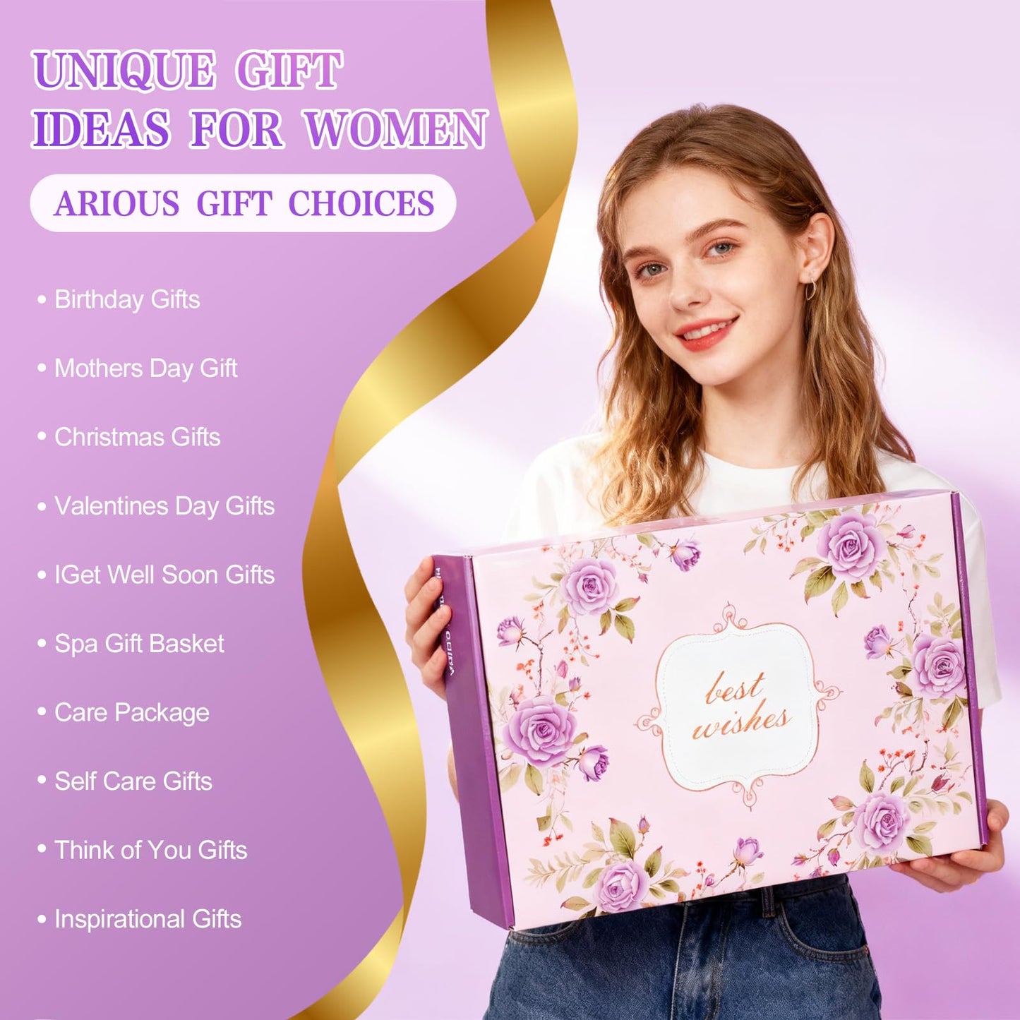 Birthday Mothers Day Gifts for Mom, 21PCS DIY Photo Pop Up Box Get Well Soon Gifts Baskets for Women, Spa Care Package After Surgery Feel Better Inspirational Birthday Gift for Women Wife Grandma