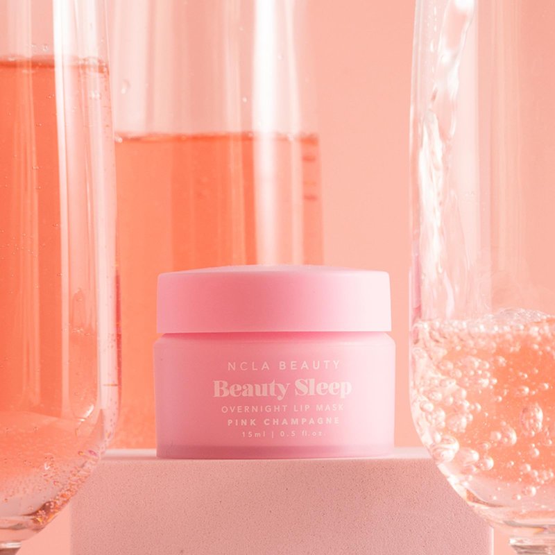NCLA Beauty Sleep Overnight Lip Mask - Lip Mask for Women - Nourishes and Hydrates with Castor Seed Oil and Shea Butter - Pink Champagne - 0.5 oz