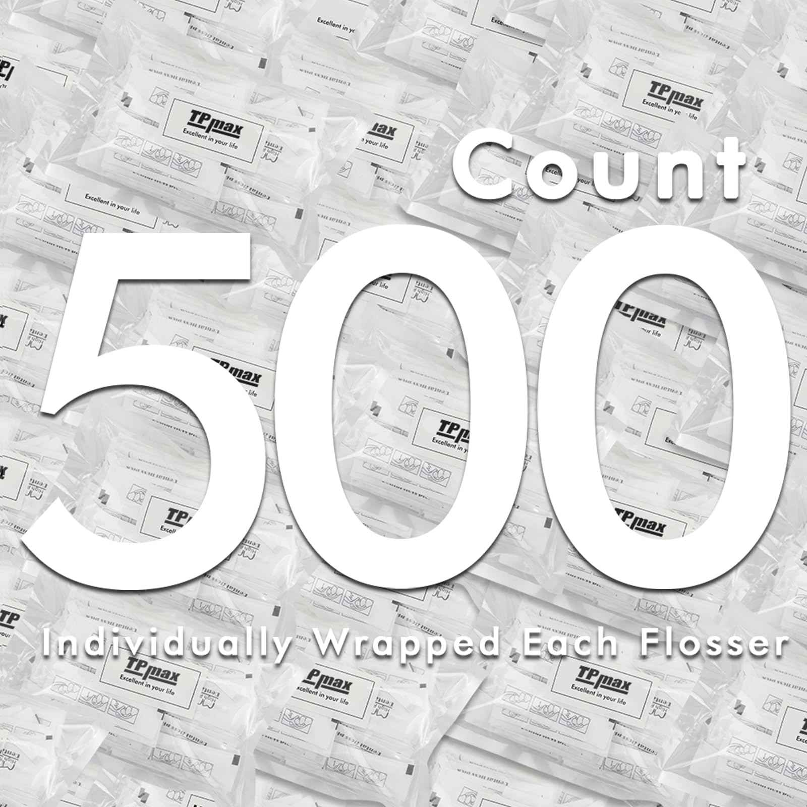 500 Count Dental Flossers Each Individually Wrapped, Floss Singles Bag, Travel Hotel Restaurant Office Car Dental Floss, Floss Picks Oral Care Teeth Clean Flat Wire