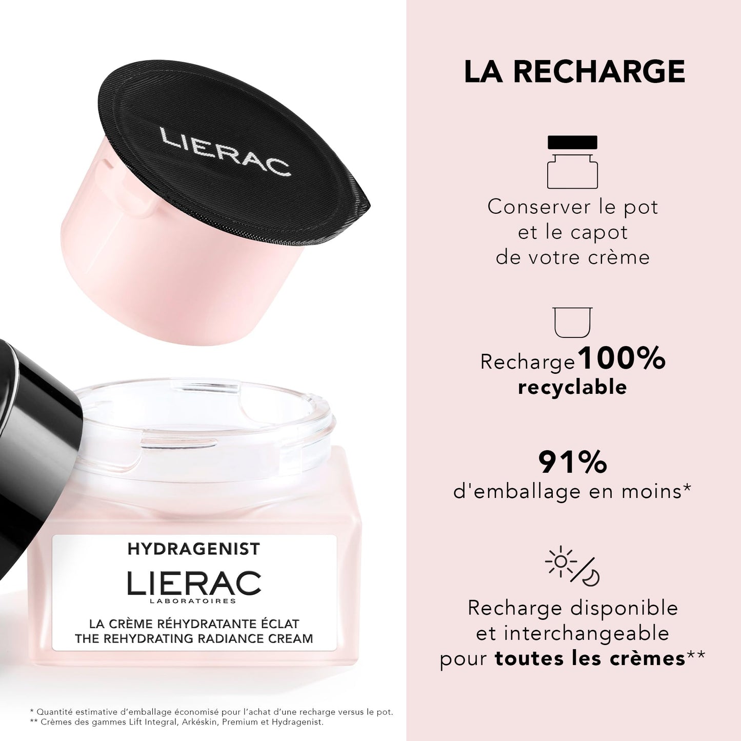 Lierac Hydragenist Rehydrating Radiance Cream Refill- Moisturizer with Hyaluronic Acid - Firms, Hydrates & Smooths - Suitable for All Skin Types, Including Sensitive - 50ml Jar Refill