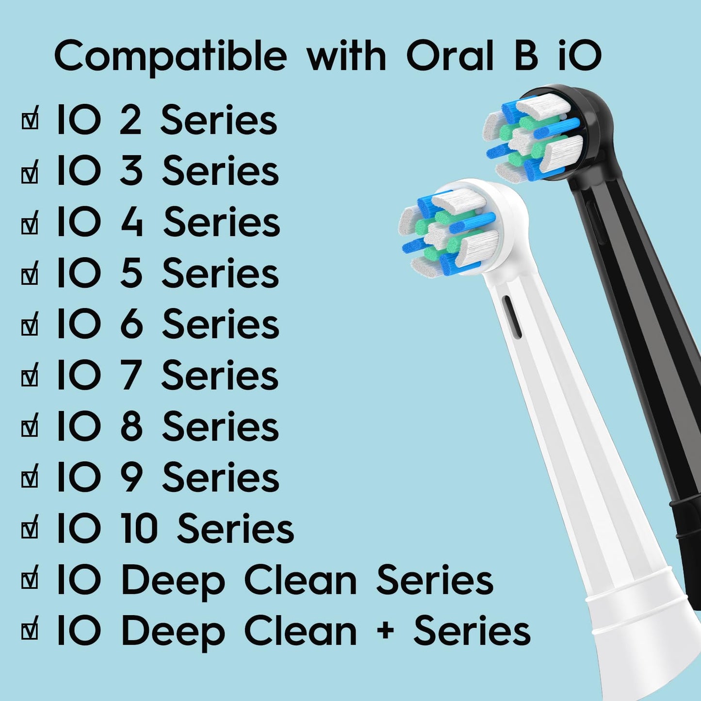 8 Pack Replacement Heads Compatible with Oral B IO 2/3/4/5/6/7/8/9/10/Deep Clean Series Electric Toothbrush, Brush Heads Refill Compatible with Oral B IO for Teeth and Gums Care (Black)