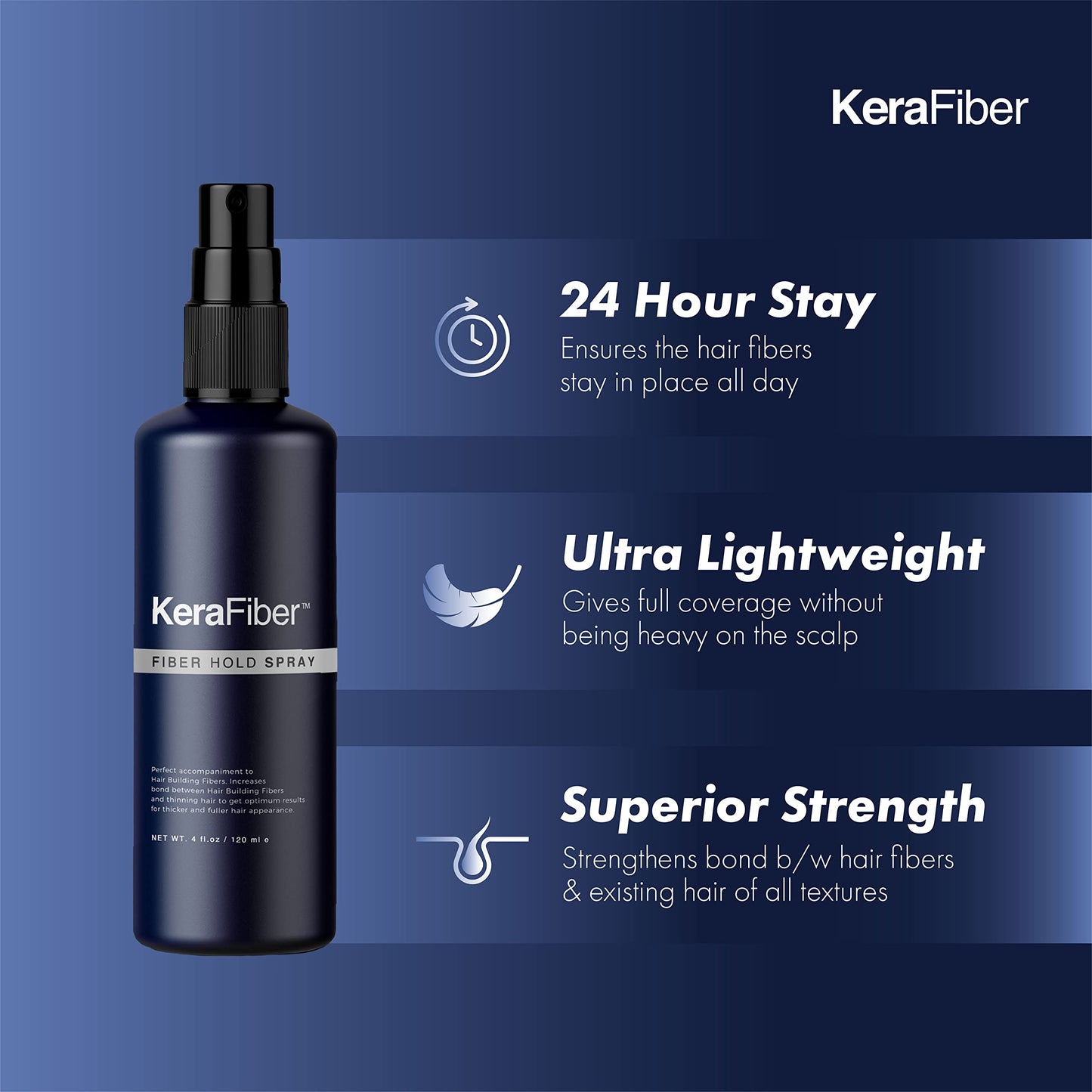 KeraFiber Fiber Hold Spray for Hair Building Fibers | Strengthens Bond between Hair Fibers and Existing Hair - 4 Fl Oz (Fiber Hold Spray)