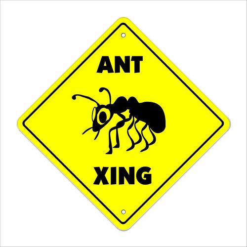 Ant Crossing Sign Zone Xing | Indoor/Outdoor | 12" Tall red Black Hill Mound Eater Bull