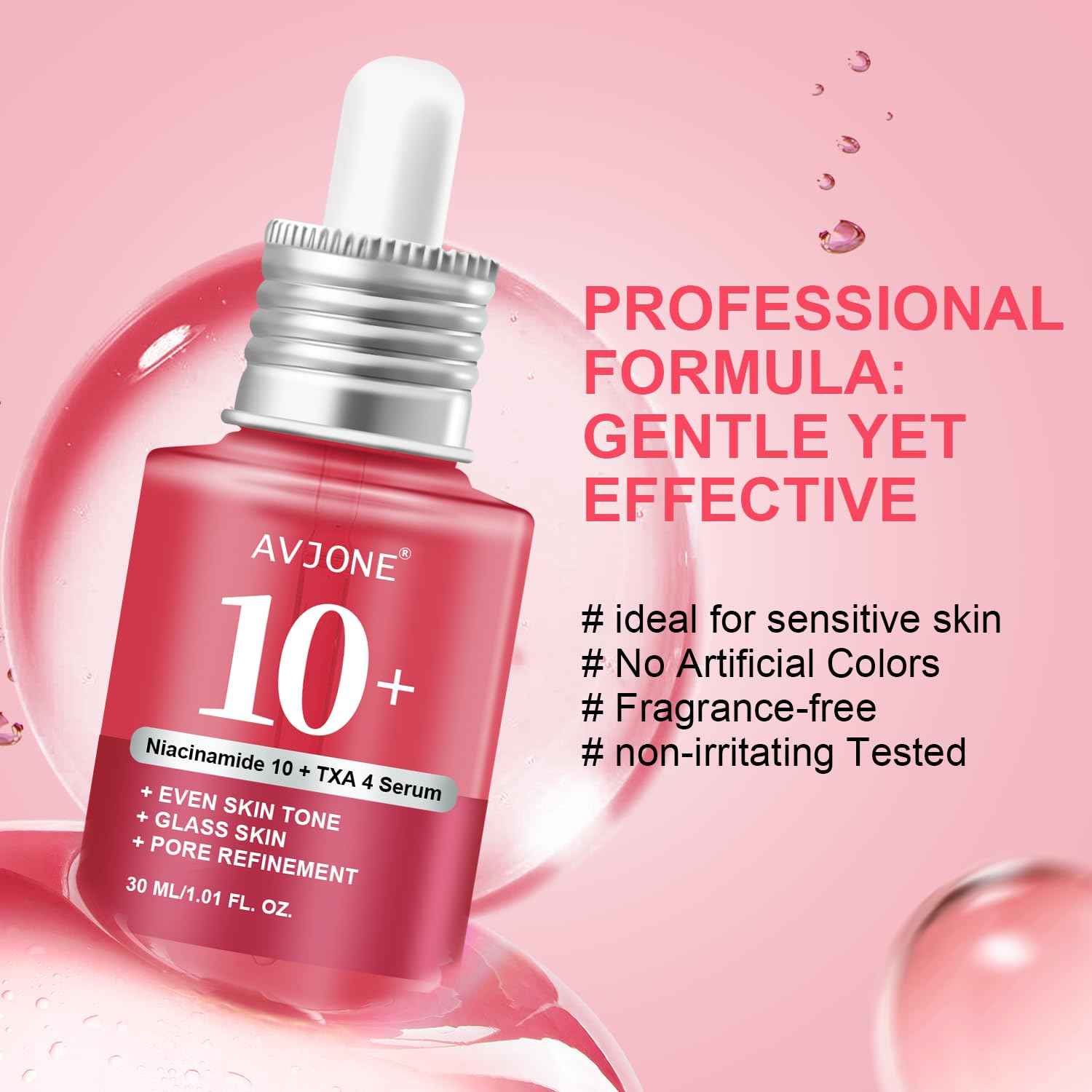 AVJONE Niacinamide 10 + TXA 4 Serum, Facial Serum for Glass Skin, Clarifying, Radiant Complexion with Natural Color - Vegan Paraben Fragrance Cruelty Free (30ml /1.01 fl.oz)