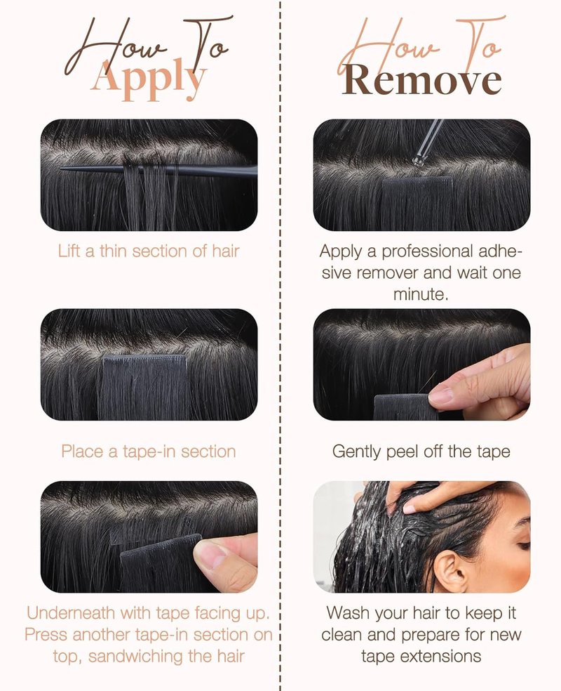 Invisi Edge Tape Hair Extensions - 20pcs Jet Black 14" Virgin Remy Human Hair | Seamless & Natural Look