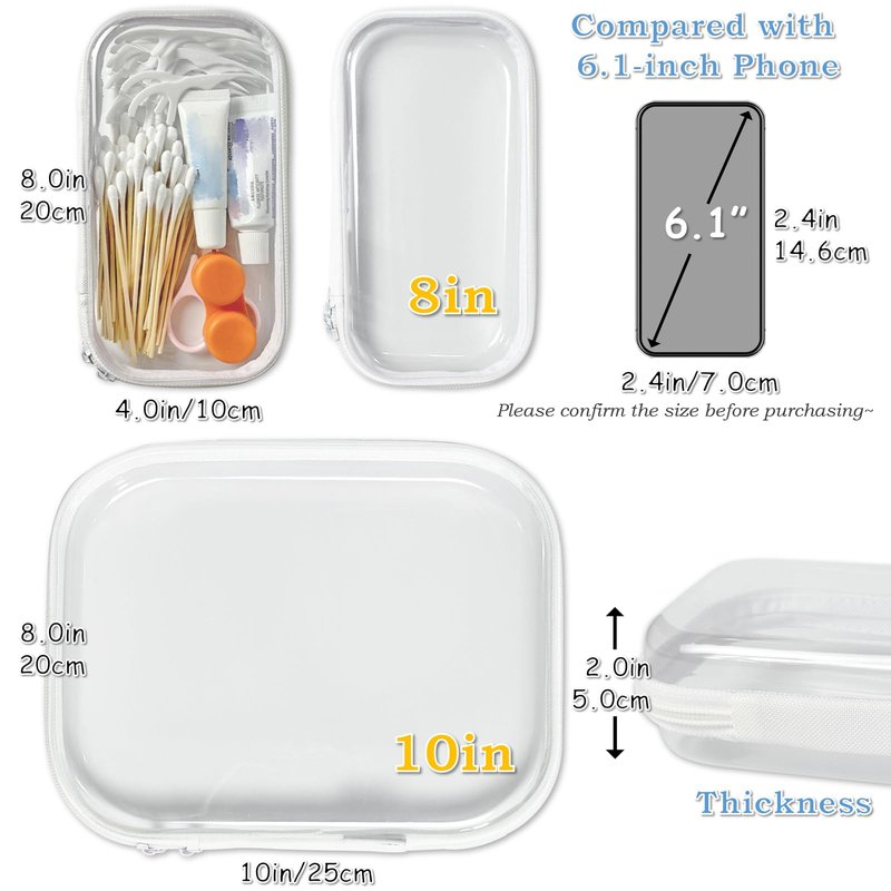 Gberlczz Clear Hard Zipper Case for Storage, Durable Clear Zipper Pouches, Hard Plastic Zippered Pencil Pouch for Snacks Toy Travel Organizer