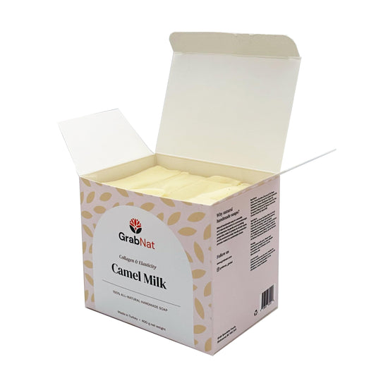 GrabNat 4-Pack Camel Milk Soap (4x100g) | Handmade, Cold-Processed, All-Natural | Gentle Cleansing & Hydration for Face & Body | Suitable for All Skin Types | For Men & Women (4 x100grams/4 x 3.5oz)