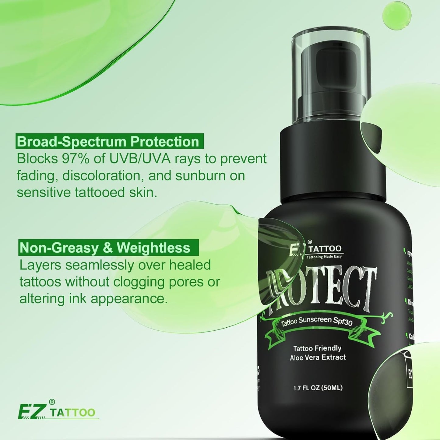 Tattoo Aftercare Kit - 1.7oz Cream & Sunscreen SPF 30 | Natural Healing & Protection Bundle