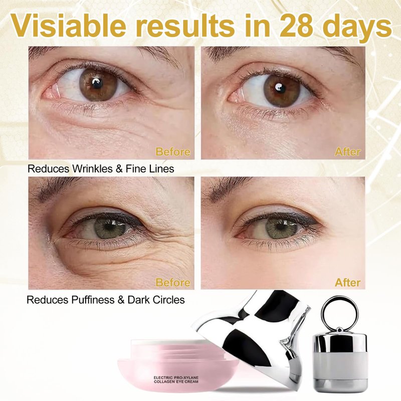 AH-8 Firming Neck Cream & Electric Massage Eye Cream Suit, Neck and Eye Tightening & Rejuvenating Set,Firming Smooth Fine Lines,Reduce Wrinkles & Deep Moisturizing Skincare,Day & Night Use(120g+50g)