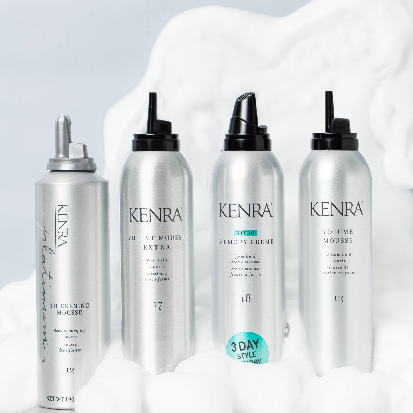 Kenra Volume Mousse Extra 17 | Firm Hold Mousse | Alcohol Free | Non-drying, Non-flaking Lightweight Formula | Tames Frizz & Conditions |Thermal Protection up to 450F| All Hair Types | 8 oz (2-Pack)